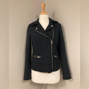 NYDJ - Black/Blue marled Biker-Style Jacket with Raw Hem - Size 6